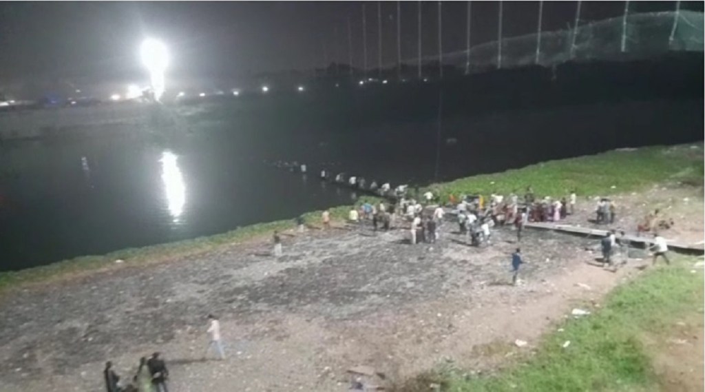 મોરબી પુલ દર્ઘટના સ્થળની તસવીર