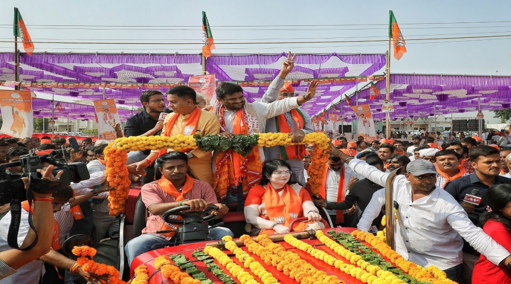 ઉમેદવારી પત્ર ભરવા દરમિયાન હાર્દિક પટેલ (Express photo by Nirmal Harindran)