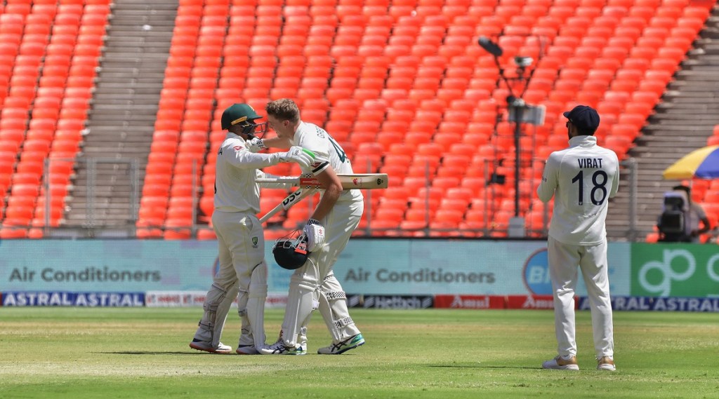 પાંચમી વિકેટ માટે કેમરુન ગ્રીન અને ઉસ્માન ખ્વાજાએ 208 રનની ભાગીદારી નોંધાવી 
(Express photo by Nirmal Harindran)