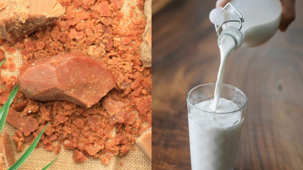 having Jaggery and milk before bed