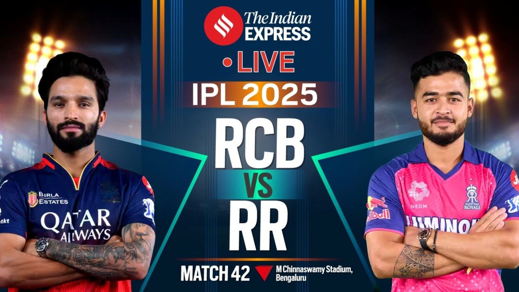 RCB vs RR live score, આરસીબી વિ આરઆર લાઇવ સ્કોર